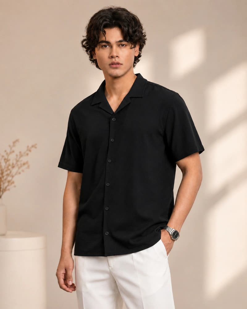 SHT94 Black half Sleeves Shirt