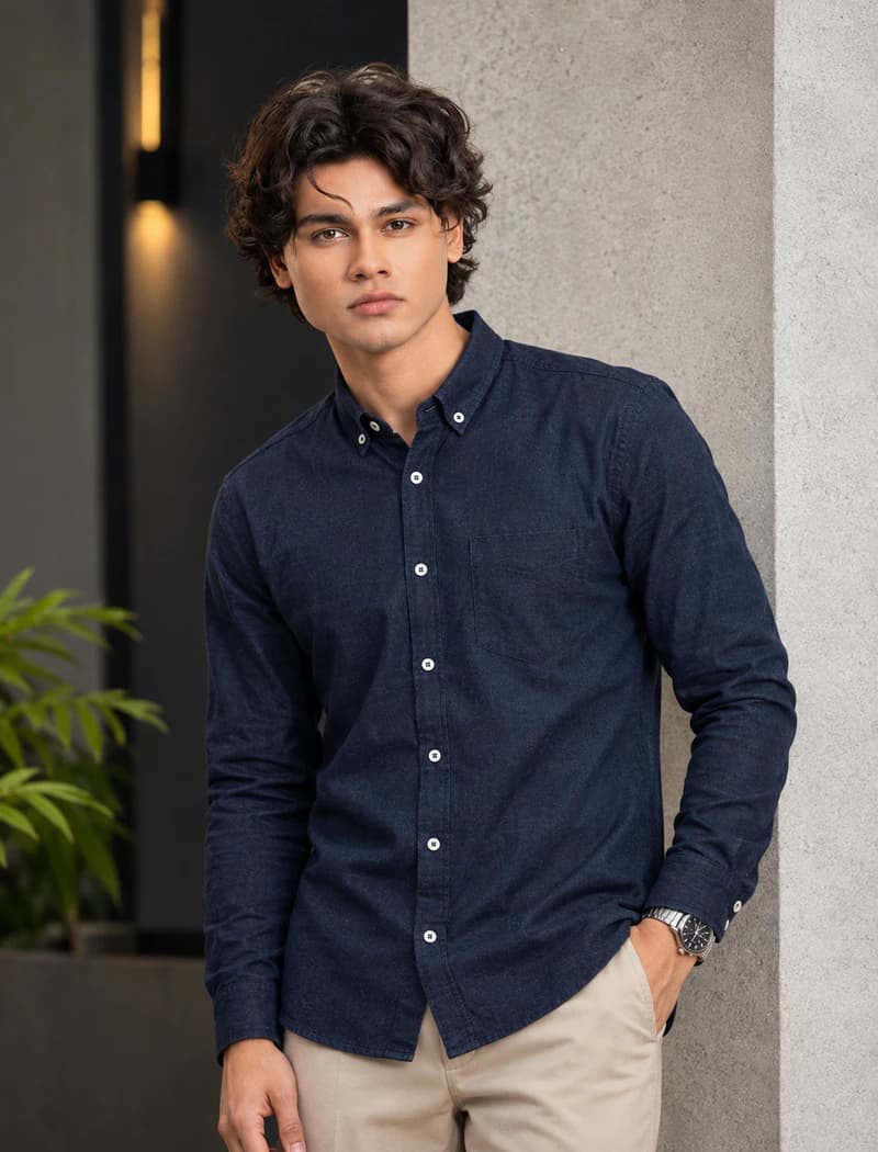 SHT95 Deep Blue Full Sleeves Shirt