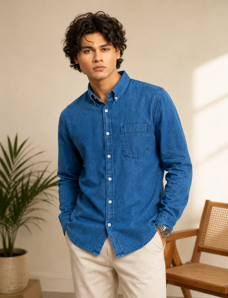 SHT95 Mid Blue Full Sleeves Shirt